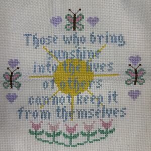 Cross Stitch Sunshine Sampler Hand Stitched Complete Vintage Retro 1970’s Patch